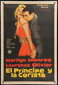 6t375 PRINCE & THE SHOWGIRL linen Argentinean 1957 Laurence Olivier nuzzles sexy Marilyn Monroe!