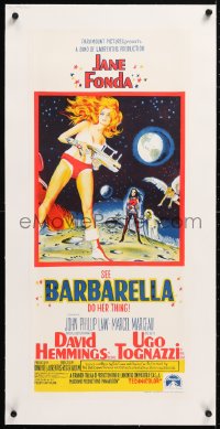 6t282 BARBARELLA linen Aust daybill 1968 sci-fi art of sexiest Jane Fonda, directed by Roger Vadim!