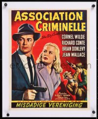 6t307 BIG COMBO linen Belgian 1955 different art of Cornel Wilde & Jean Wallace, classic film noir!