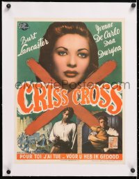 6t308 CRISS CROSS linen Belgian 1948 Burt Lancaster & Yvonne De Carlo, Robert Siodmak film noir!