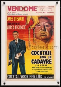 6t318 ROPE linen Belgian R1960s cool different art of James Stewart & director Alfred Hitchcock!
