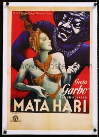 6t221 MATA HARI linen 15x21 Chilean commercial poster 1990s sexy art of legendary spy Greta Garbo!