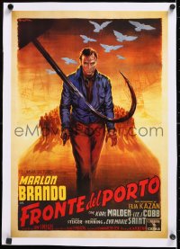 6t222 ON THE WATERFRONT linen 15x21 Chilean commercial poster 1990s Ballester art of Marlon Brando!