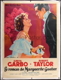 6t327 CAMILLE linen French 1p R1950s different Soubie art of Greta Garbo & young Robert Taylor!