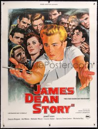 6t333 JAMES DEAN: THE FIRST AMERICAN TEENAGER linen French 1p 1980 different art by Jean Mascii!