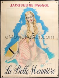 6t336 PRETTY MILLER GIRL linen teaser French 1p 1948 van Caulaert art of Marcel Pagnol's wife!