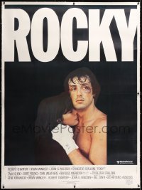 6t337 ROCKY linen CinePoster REPRO French 1p 1976 different c/u of Stallone & Shire, boxing classic!