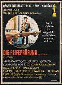 6t254 GRADUATE linen German 1968 classic image of Dustin Hoffman & sexy leg, Anne Bancroft!
