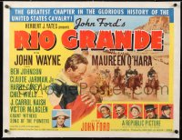 6t023 RIO GRANDE linen style B 1/2sh 1950 art of John Wayne & Maureen O'Hara, directed by John Ford!