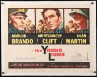 6t031 YOUNG LIONS linen 1/2sh 1958 art of Nazi Marlon Brando, Dean Martin & Montgomery Clift!