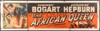 6t001 AFRICAN QUEEN linen paper banner 1952 Humphrey Bogart & Katharine Hepburn classic, ultra rare!