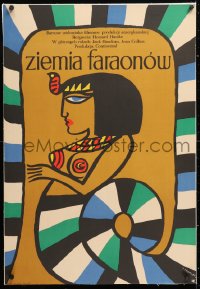 6t302 LAND OF THE PHARAOHS linen Polish 23x33 1972 different Treutler art of Egyptian Joan Collins!