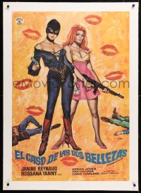 6t240 SADIST EROTICA linen Spanish 1969 Jess Franco, Mac Gomez art of sexy female detectives w/guns!