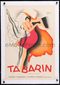 6t140 BAL TABARIN linen 16x24 French special poster 1928 Paul Colin art of sexy dancer kicking leg!