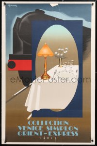 6t146 COLLECTION VENICE SIMPLON ORIENT-EXPRESS linen 24x39 French special poster 1982 Fix-Masseau art!