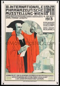 6t157 III INTERNATIONALE PHARMAZEUTISCHE AUSSTELLUNG linen 25x38 Austrian special poster 1913 cool!