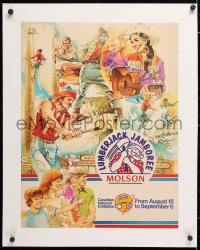 6t162 LUMBERJACK JAMBOREE linen 17x22 Canadian special poster 1979 Molson beer sponsored, cool art!
