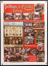6t201 TUCHHAUS S. RENDI linen 29x40 Austrian advertising poster 1900s art of the textile store!