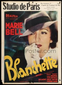 6w224 BLANCHETTE pre-war Belgian 1937 close up of smoking Marie Bell in the title role, ultra rare!