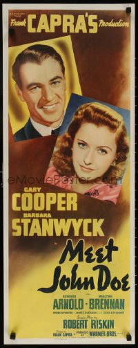 6w065 MEET JOHN DOE insert R1940s Gary Cooper & Barbara Stanwyck, Frank Capra classic, ultra rare!