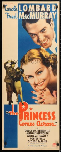 6w260 PRINCESS COMES ACROSS insert 1936 two images of Fred MacMurray & Carole Lombard, ultra rare!