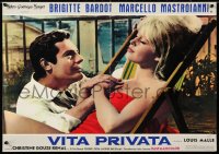 6w233 VERY PRIVATE AFFAIR Italian 19x27 pbusta 1962 Vie Privee, sexy Brigitte Bardot & Mastroianni!