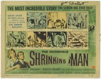 6w096 INCREDIBLE SHRINKING MAN signed TC 1957 by William Schallert, Reynold Brown comic strip art!
