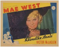 6w449 KLONDIKE ANNIE LC 1936 incredible close portrait of sexy Mae West, Hirschfeld border art!