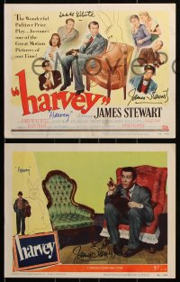 6w094 HARVEY set of 8 LCs 1950 SEVEN signed, FIVE by James Stewart & Harvey, THREE by Jessie White!