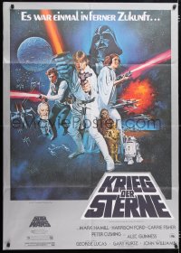 6x037 STAR WARS German 33x47 1977 George Lucas classic sci-fi epic, great art by Tom Chantrell!