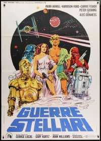 6x052 STAR WARS Italian 1p R1980s George Lucas classic sci-fi epic, cool different art by Papuzza!