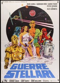 6x039 STAR WARS Italian 1p 1977 George Lucas classic sci-fi epic, cool different art by Papuzza!