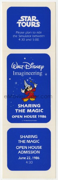 6x210 STAR TOURS 3x8 open house ticket 1986 Walt Disney & Star Wars, sharing the magic!