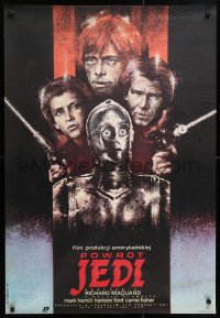 6x187 RETURN OF THE JEDI Polish 26x38 1984 completely different cast montage art by Dybowski!