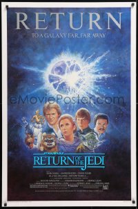 6x157 RETURN OF THE JEDI studio style 1sh R1985 George Lucas classic, Mark Hamill, Ford, Tom Jung art!