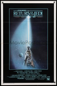 6x156 RETURN OF THE JEDI int'l 1sh 1983 George Lucas, art of hands holding lightsaber by Tim Reamer!