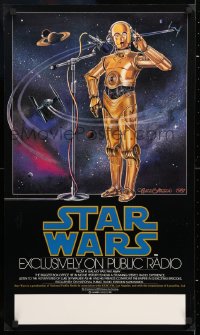 6x150 STAR WARS RADIO DRAMA radio poster 1981 art of C-3PO at microphone by Celia Strain!