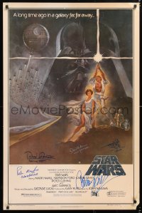 6x087 STAR WARS signed style A heavy stock 27x41 video poster R1982 by Carrie Fisher, Mayhew +3!