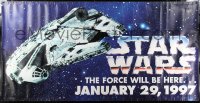 6x028 STAR WARS vinyl banner R1997 George Lucas sci-fi classic, great image of Millennium Falcon!
