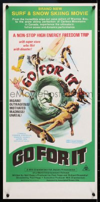 6y087 GO FOR IT Aust daybill 1976 cool surfing, skateboarding & extreme sports art!