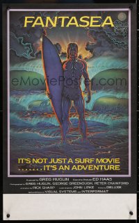 6y089 FANTASEA Aust special poster 1979 cool Sharp artwork of surfer & ocean!