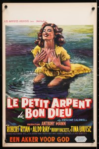 6y101 GOD'S LITTLE ACRE Belgian 1958 sexy artwork of Tina Louise in water!