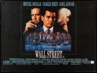 6y534 WALL STREET British quad 1987 Michael Douglas, Charlie Sheen, Daryl Hannah, Oliver Stone!