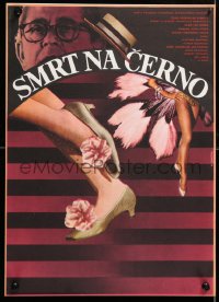 6y147 SMRT NA CERNO Czech 12x16 1976 Ivo Toman, Alexej Jaros art design with sexy legs!