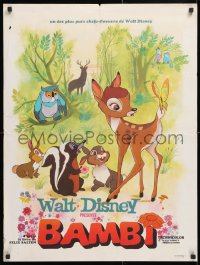 6y797 BAMBI French 24x32 R1960s Walt Disney cartoon deer classic, great art with Thumper & Flower!