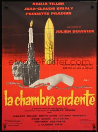6y805 BURNING COURT French 23x31 1963 Julien Duviver, Jean-Claude Brialy, cool mystery artwork!