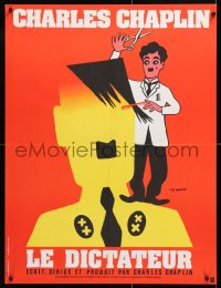 6y835 GREAT DICTATOR French 23x30 R1973 Charlie Chaplin directs and stars, Kouper/Boumendil art!