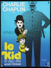 6y843 KID French 23x31 R1970s different Leo Kouper artwork of Charlie Chaplin & Jackie Coogan!
