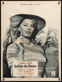 6y890 WOMAN OF THE RIVER French 24x32 1955 La Donna del fiume, sexy Sophia Loren, ultra-rare!
