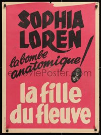 6y891 WOMAN OF THE RIVER teaser French 23x31 1955 the anatomical bomb Sophia Loren, ultra-rare!